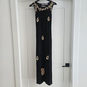 Yaya Black Embroidered Maxi Dress
